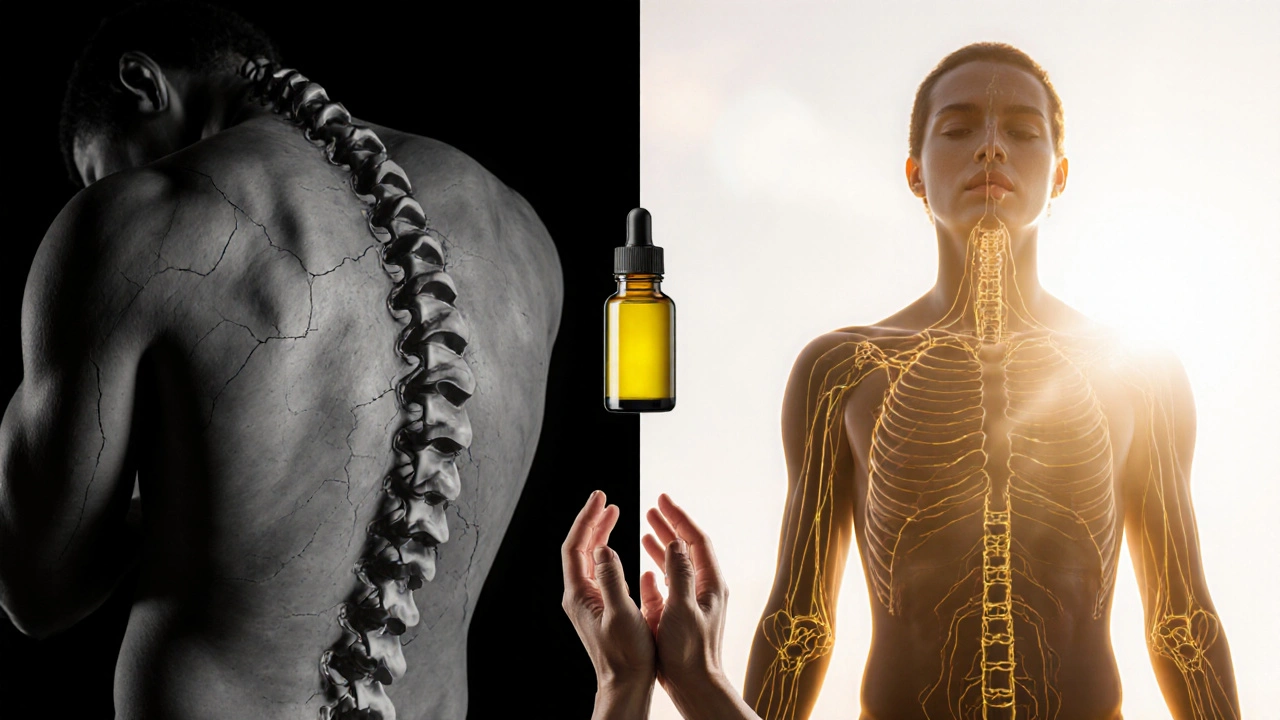 Kontrast mezi napjatým a uvolněným tělem, znázorňující přeměnu po tantrické masáži.