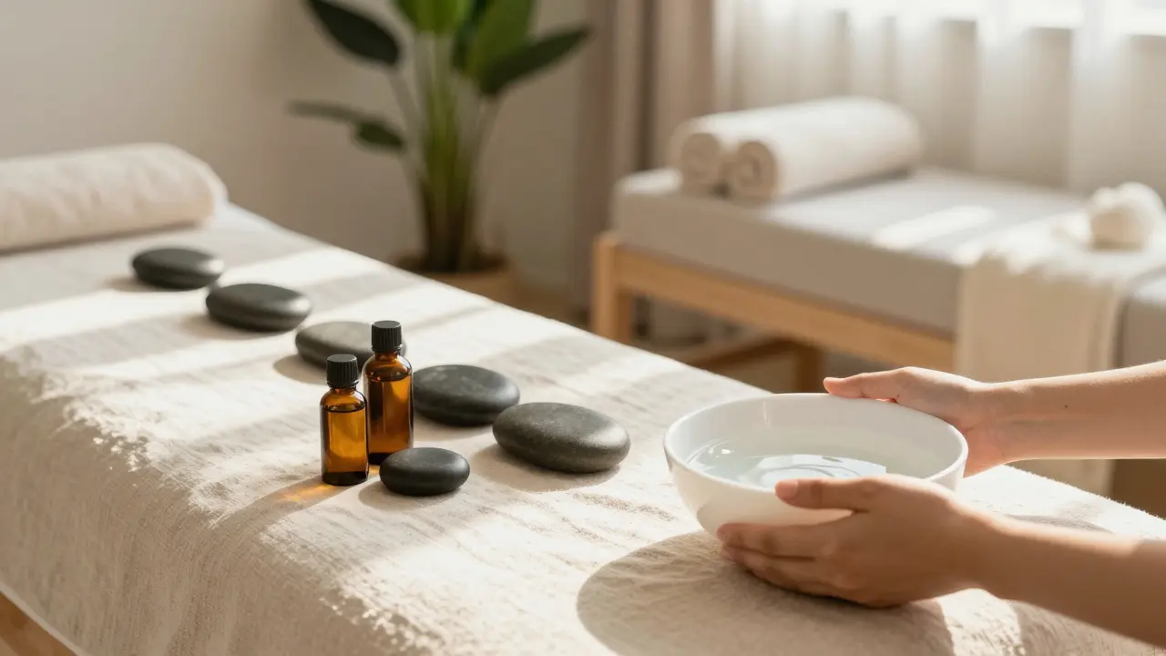 Klidné wellness studio s oleji a kameny