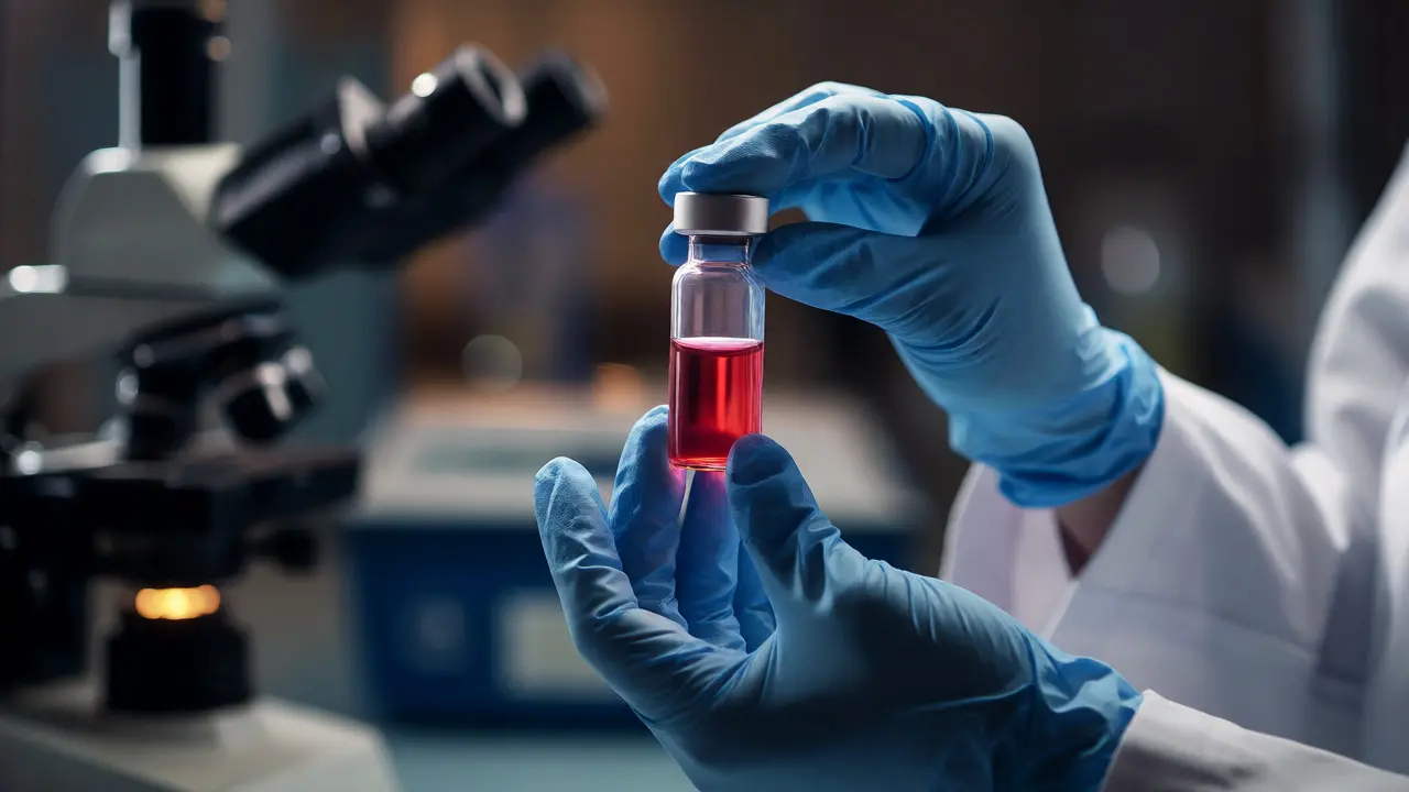 Blízký pohled na krevní vzorek pro PSA test
